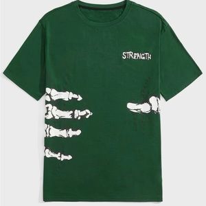 Green skeleton hands shirt